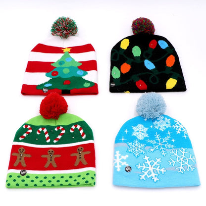 OurWarm Led Light Cotton Christmas Hat Knit Up