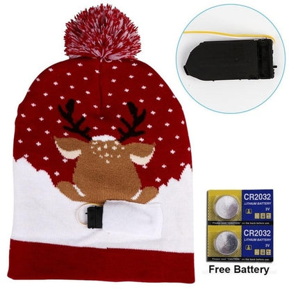 OurWarm Led Light Cotton Christmas Hat Knit Up