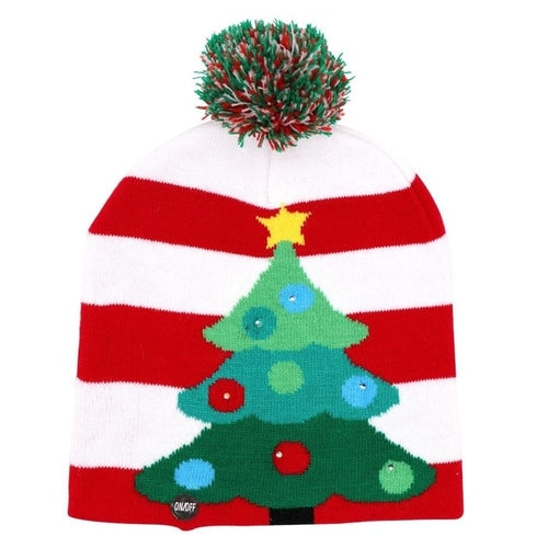 OurWarm Led Light Cotton Christmas Hat Knit Up