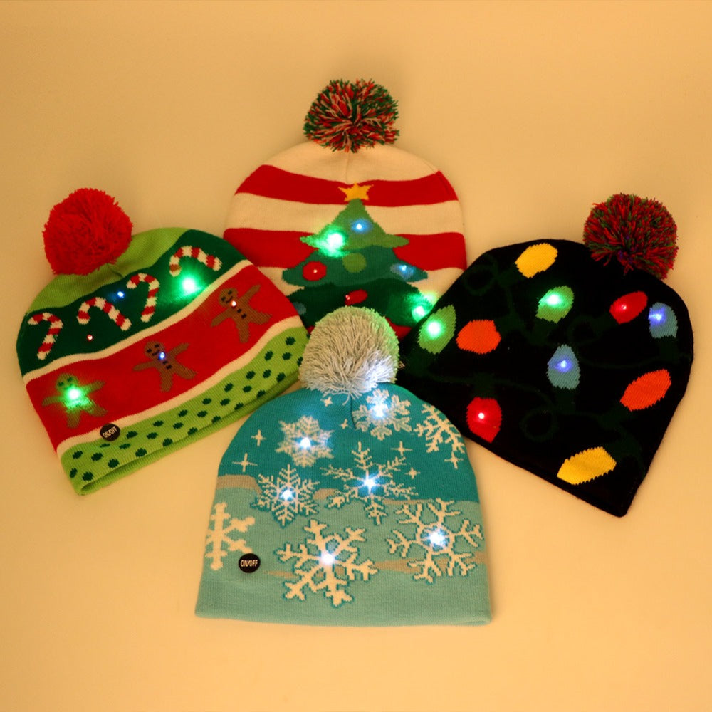 OurWarm Led Light Cotton Christmas Hat Knit Up