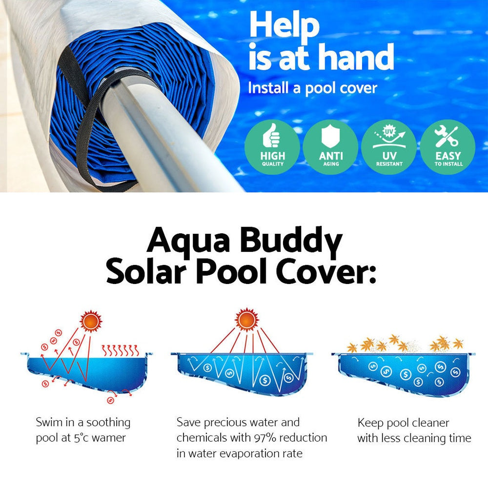 Aquabuddy 10.5x4.2m Solar Swimming Pool Cover Roller Blanket Bubble - Terrasland