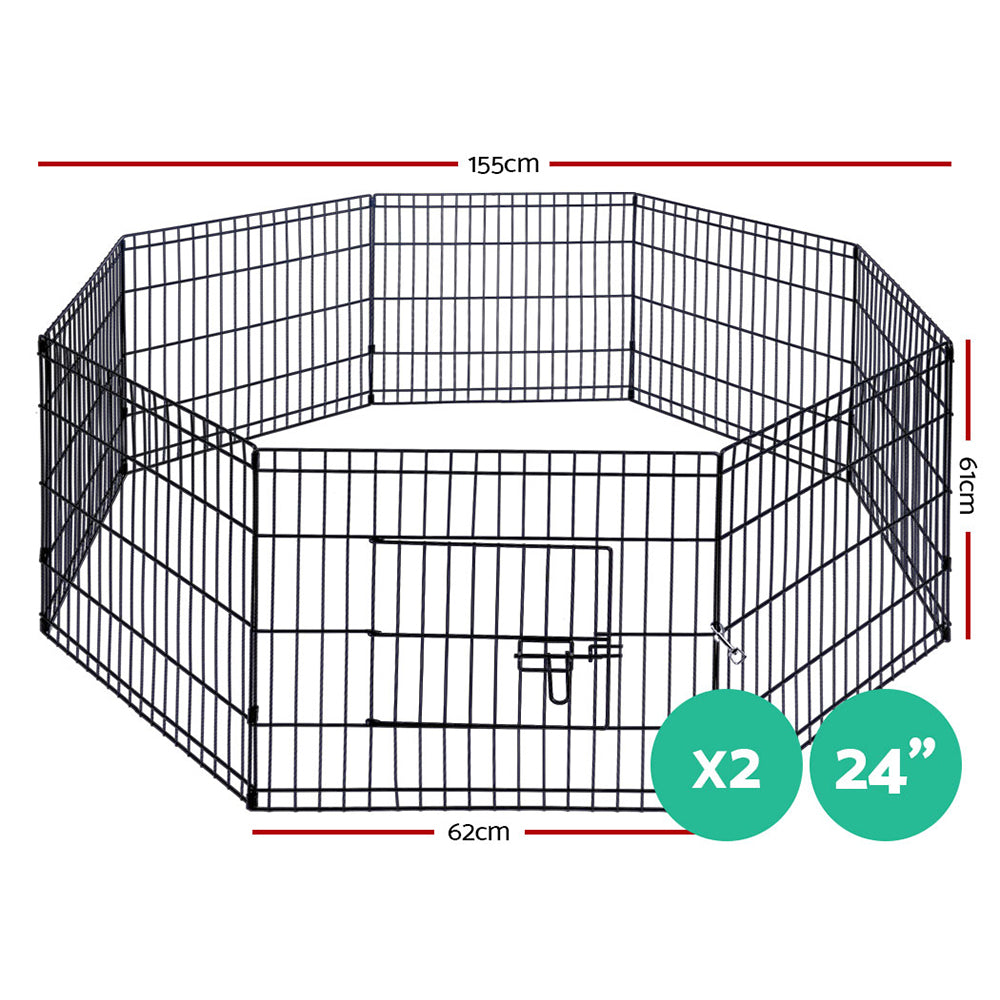 i.Pet 2X24" 8 Panel Pet Dog Playpen Puppy Exercise Cage Enclosure - Terrasland