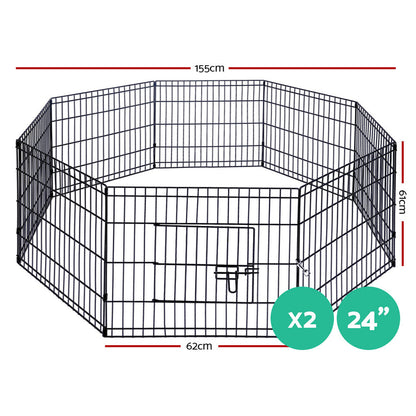 i.Pet 2X24" 8 Panel Pet Dog Playpen Puppy Exercise Cage Enclosure - Terrasland