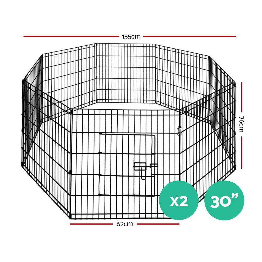 i.Pet 2X30" 8 Panel Pet Dog Playpen Puppy Exercise Cage Enclosure - Terrasland