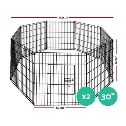 i.Pet 2X30" 8 Panel Pet Dog Playpen Puppy Exercise Cage Enclosure - Terrasland