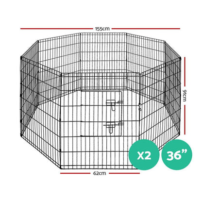 i.Pet 2X36" 8 Panel Pet Dog Playpen Puppy Exercise Cage Enclosure - Terrasland