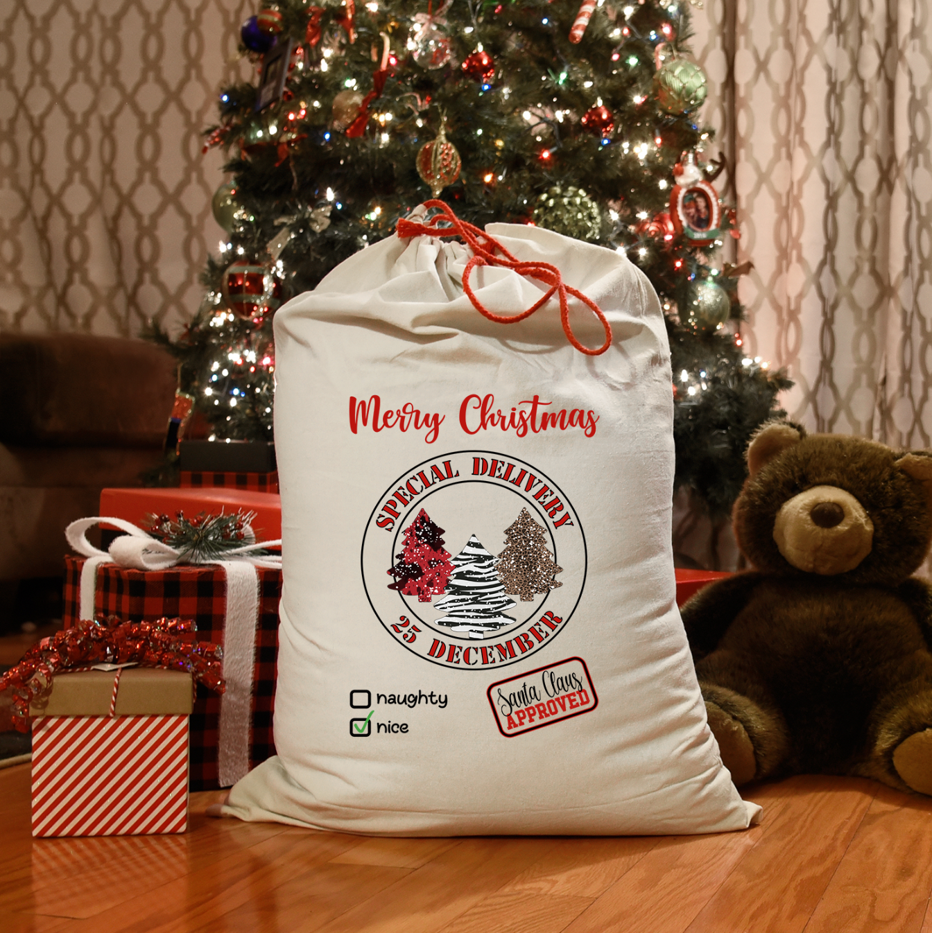 Christmas Tree Santa Sack