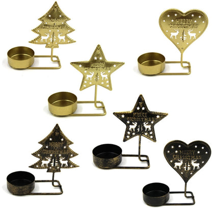 Christmas C Gold DH2303-03 Metal Retro Iron Art Candlesticks Ornament