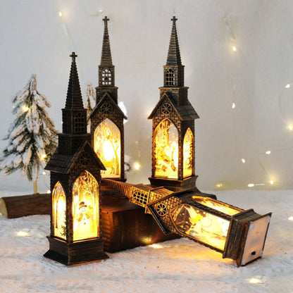 Christmas Decoration Lamps Church Shape Night Light Electronic Candle