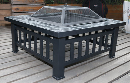 18" Square Metal Fire Pit Outdoor Heater - Terrasland