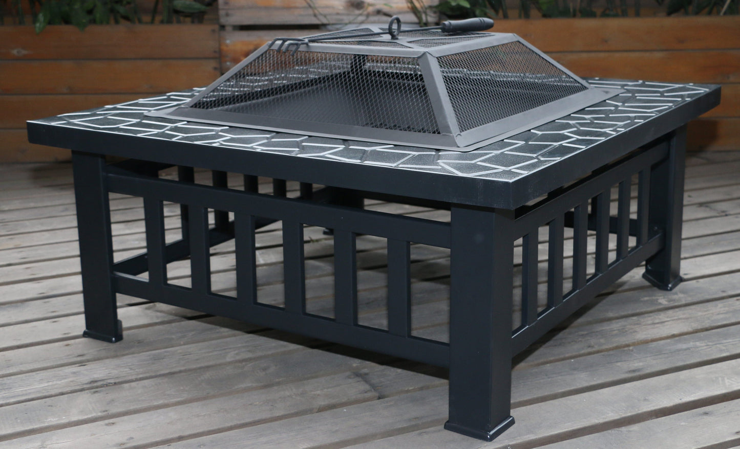 18" Square Metal Fire Pit Outdoor Heater - Terrasland