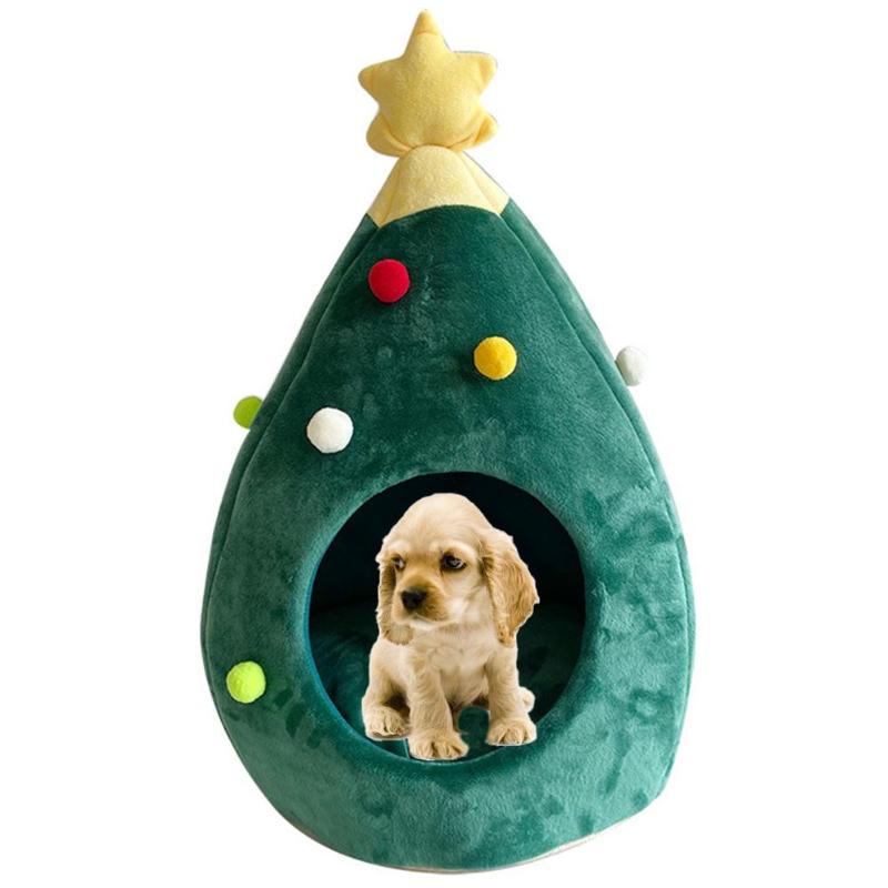 Xmas Tree Shape Pet Dog Bed House for Cat Kitten