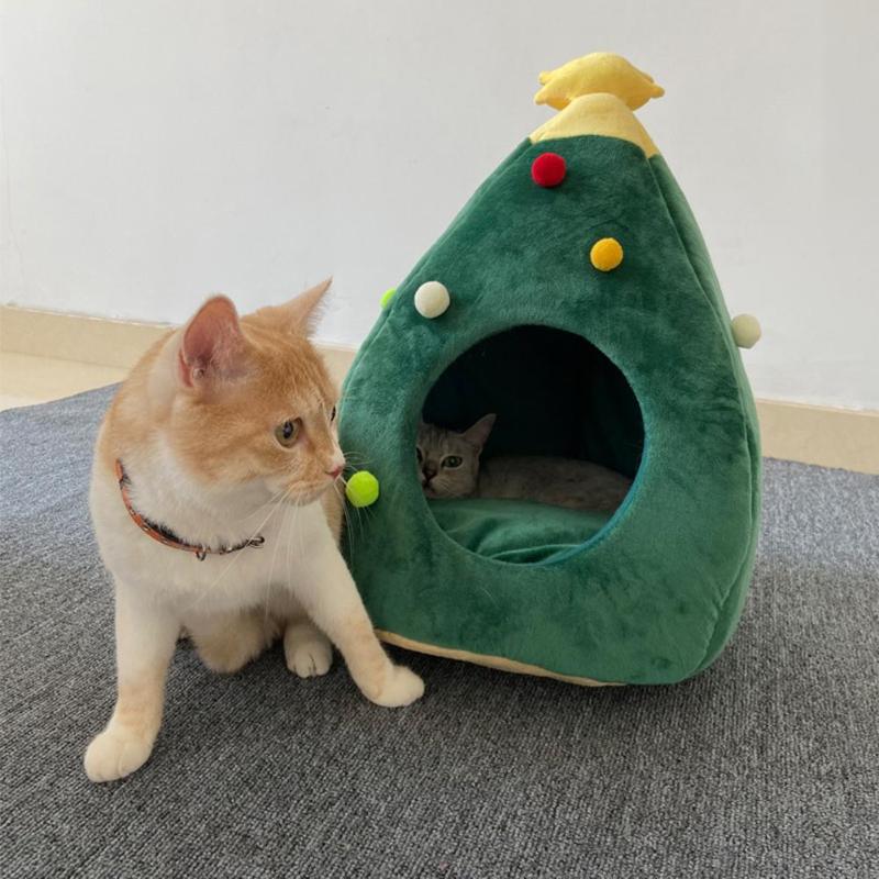 Xmas Tree Shape Pet Dog Bed House for Cat Kitten