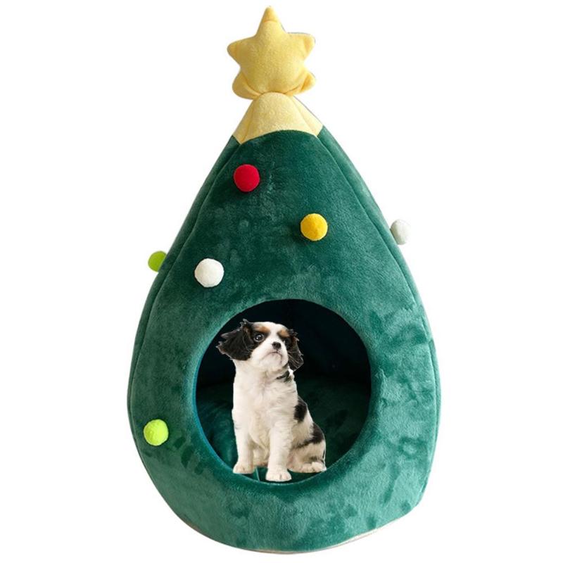 Xmas Tree Shape Pet Dog Bed House for Cat Kitten