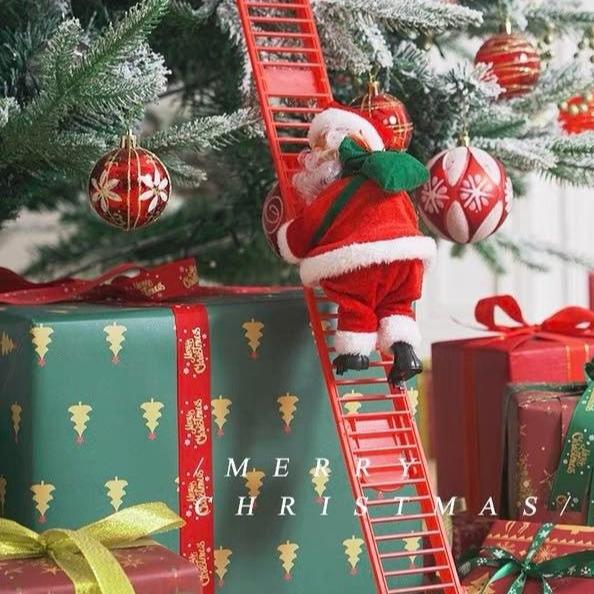 Christmas Electric Santa Decor, Santa Climbing Ropes & Ladder Toy