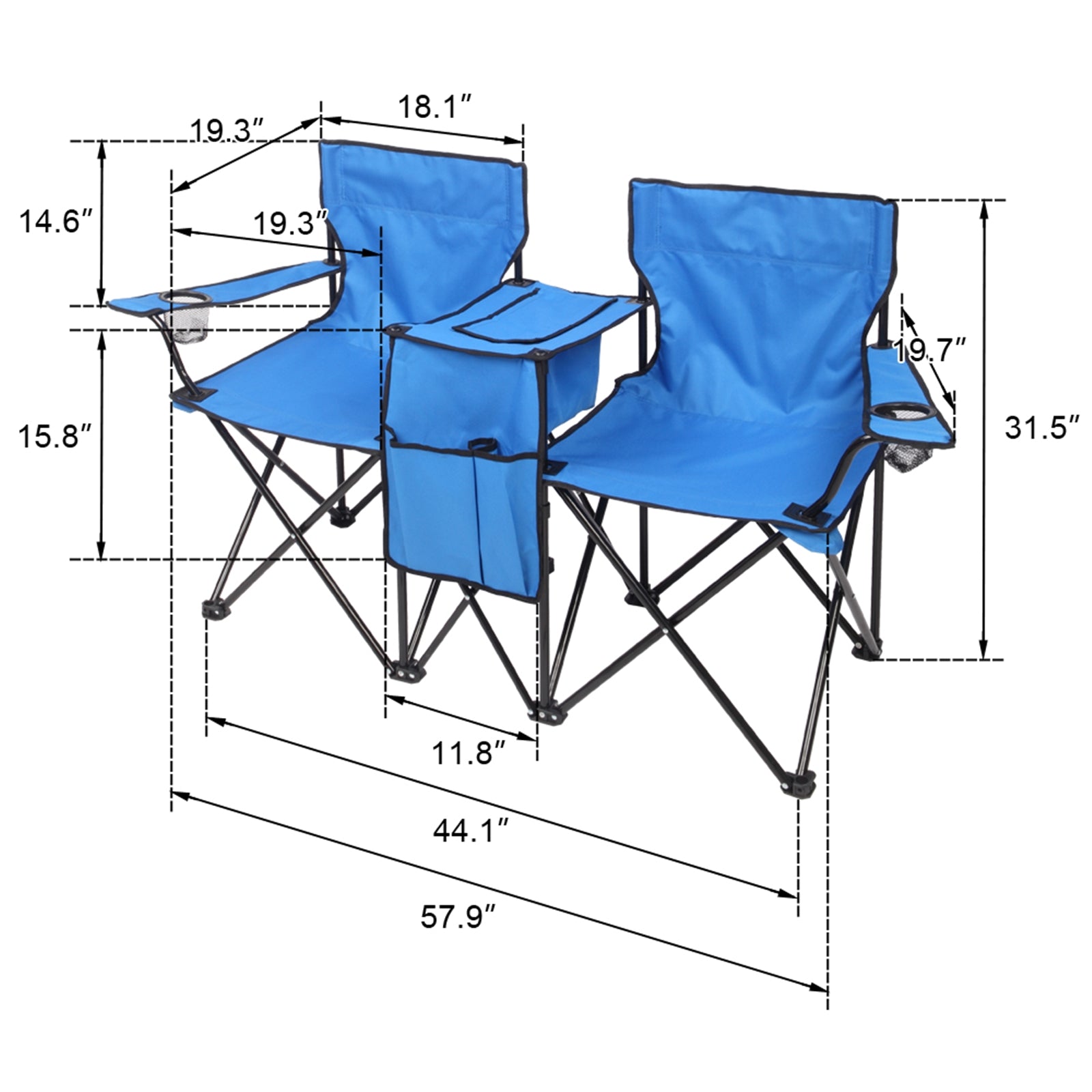 Portable Outdoor 2-Seat Folding Chair with Removable Sun Umbrella - Terrasland