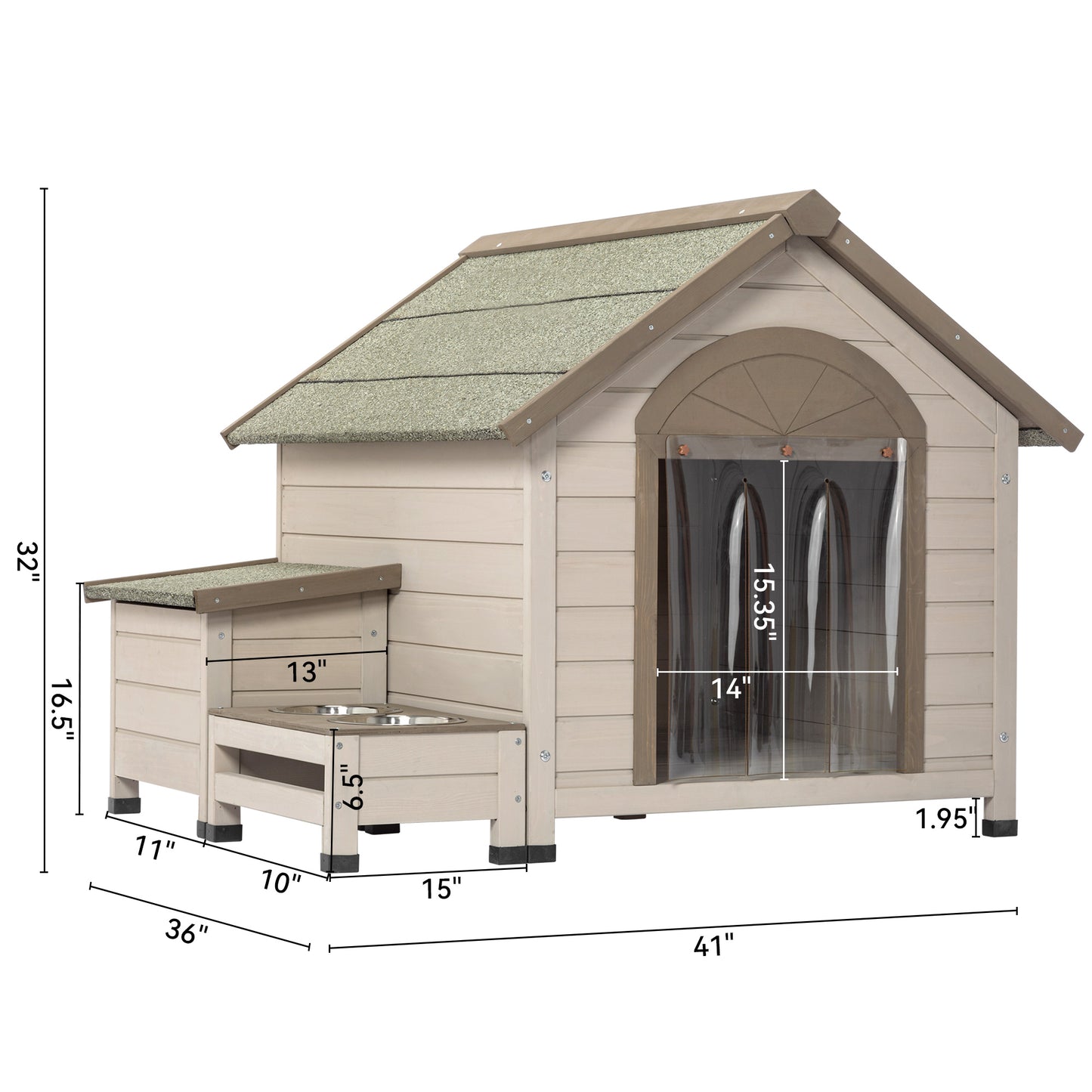 Outdoor fir wood dog house with an open roof ideal for small to medium - Terrasland