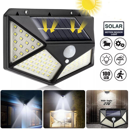 100 LED Outdoor Waterproof PIR Motion Sensor LED Solar Wall Lights - Terrasland