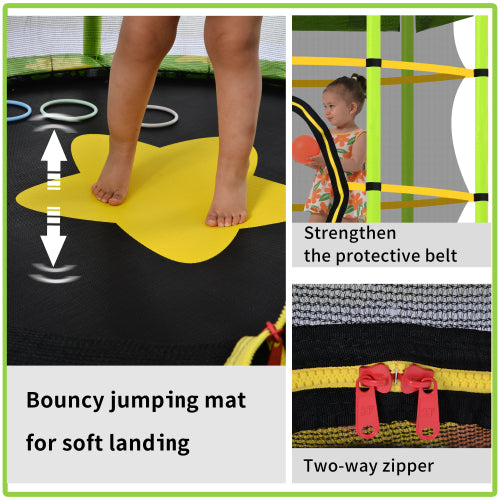 55 Inch Kids Trampoline with Safety Enclosure Net Outdoor Trampoline - Terrasland