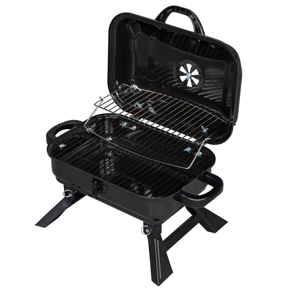 Portable Charcoal Grill BBQ and Smoker with Lid Folding Tabletop Grill - Terrasland