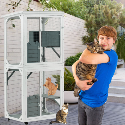 XPT016 Outdoor indoor cat pet climbing rack play cage - Terrasland