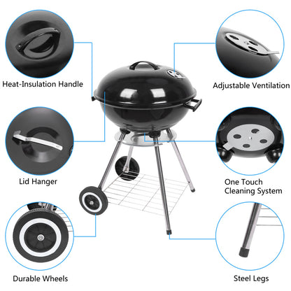 18 Inch Apple Charcoal Stove BBQ Grill For Outdoor Cooking - Terrasland