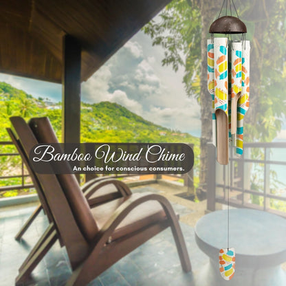 Bamboo Wind Chimes 45" Hand Painted Art Garden Decor Housewarming