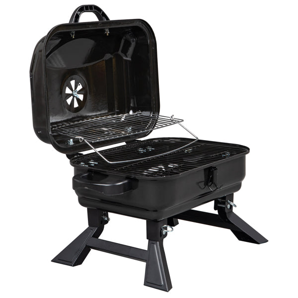 Portable Charcoal Grill BBQ and Smoker with Lid Folding Tabletop Grill - Terrasland