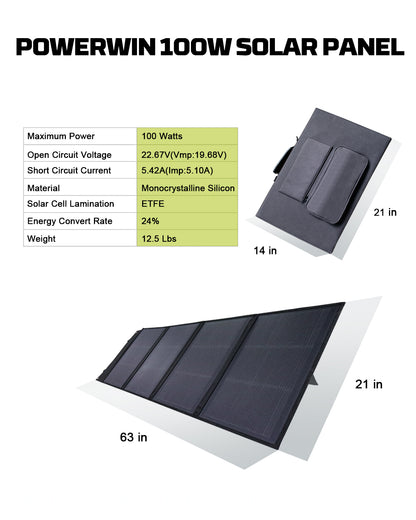 US POWERWIN Foldable Solar Panel PWS100 3 Pack 300W