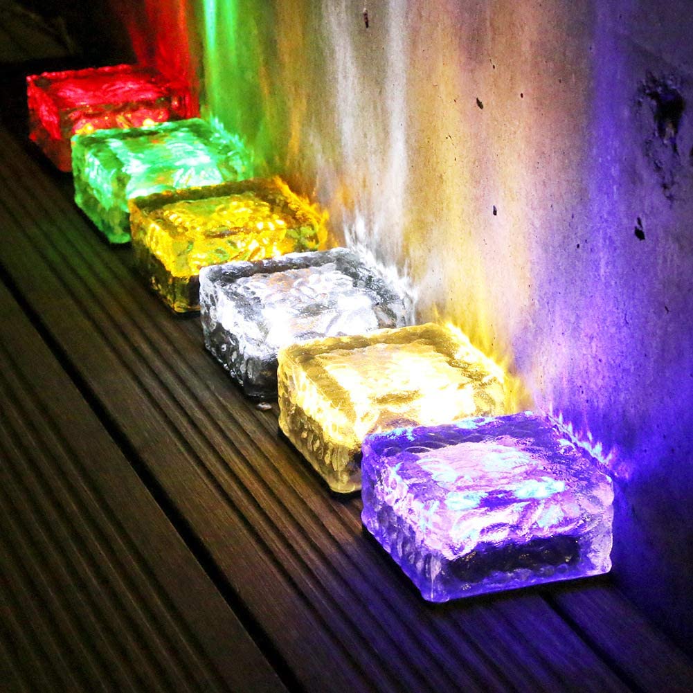 Colorful Solar Glass Brick Light and 12 Key Remote - Terrasland