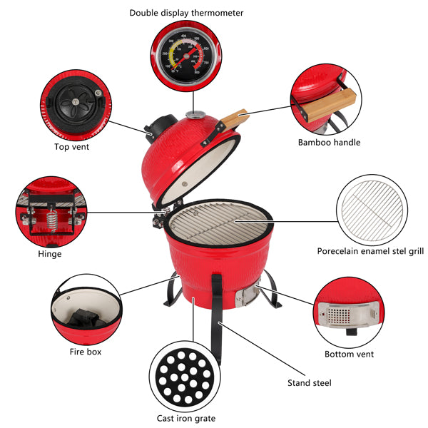 13inch Round Ceramic Charcoal Grill - Terrasland