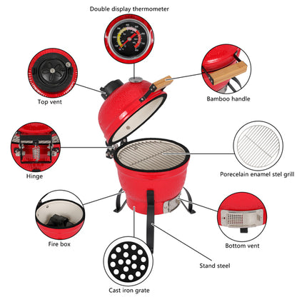 13inch Round Ceramic Charcoal Grill - Terrasland