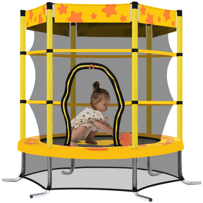 55 Inch Kids Trampoline with Safety Enclosure Net Outdoor Trampoline - Terrasland