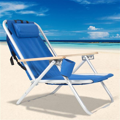 Portable High Strength Beach Chair with Adjustable Headrest - Terrasland