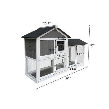 Removable Tray Ramp wooden outdoor rabbit hutch with running cage - Terrasland