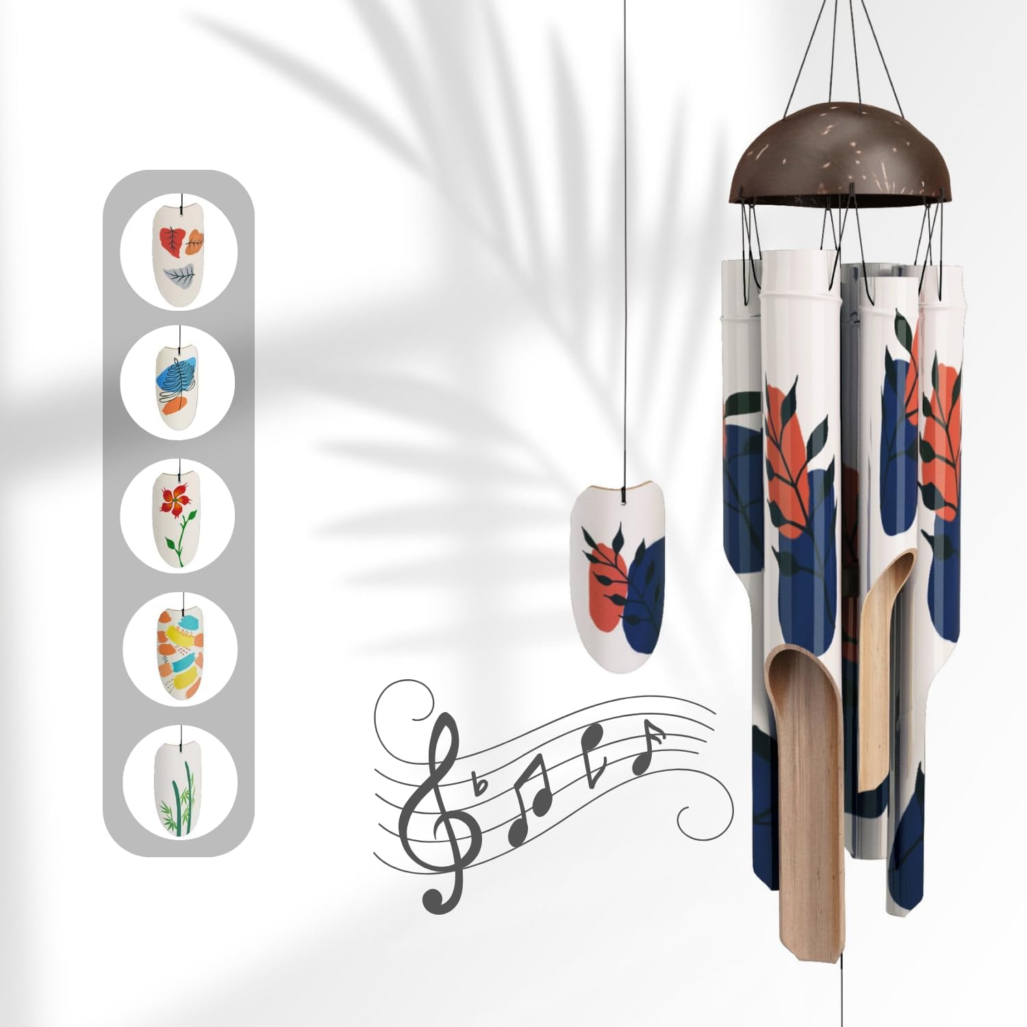 Bamboo Wind Chimes 45" Hand Painted Art Garden Decor Housewarming - Terrasland