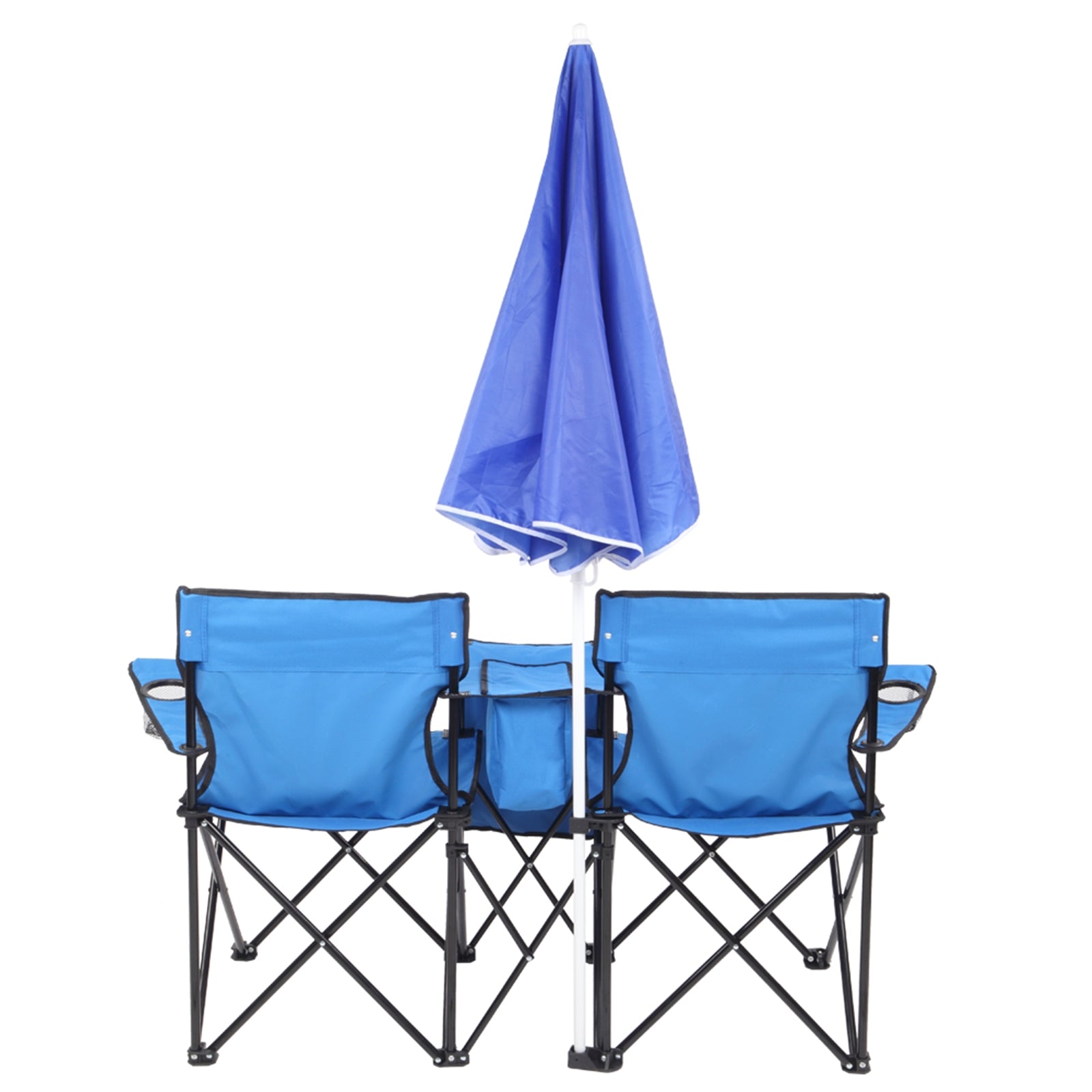 Portable Outdoor 2-Seat Folding Chair with Removable Sun Umbrella - Terrasland