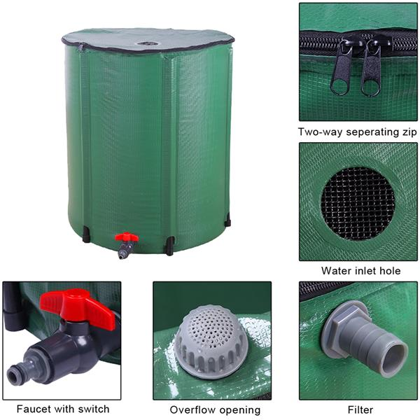 50/100 Gallon Folding Rainwater Barrel Water Collector - Terrasland