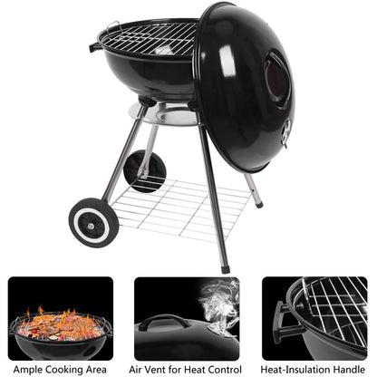 18 Inch Apple Charcoal Stove BBQ Grill For Outdoor Cooking - Terrasland