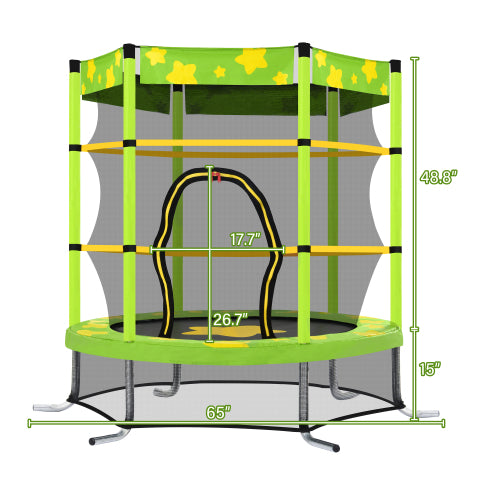 55 Inch Kids Trampoline with Safety Enclosure Net Outdoor Trampoline - Terrasland