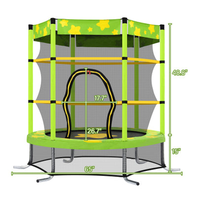 55 Inch Kids Trampoline with Safety Enclosure Net Outdoor Trampoline - Terrasland