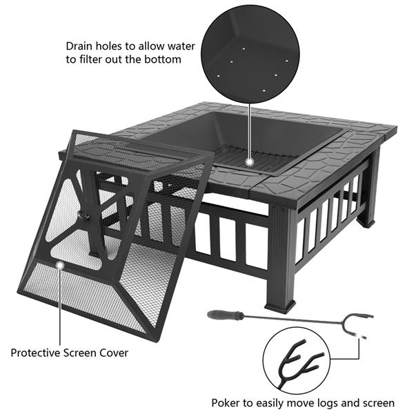 Portable Courtyard Metal Fire Bowl Pit with Accessories For Backyard