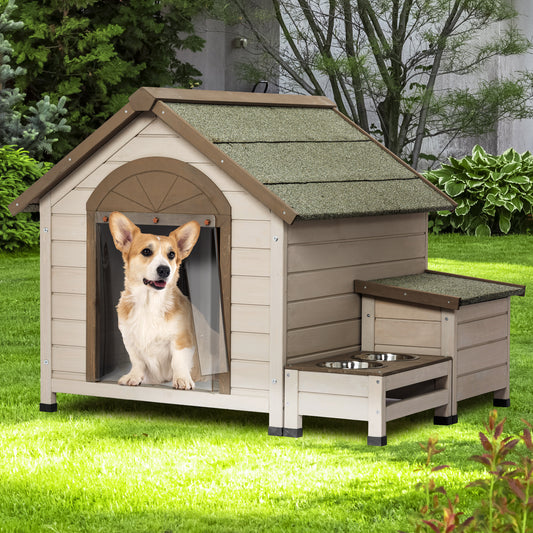 Outdoor fir wood dog house with an open roof ideal for small to medium - Terrasland