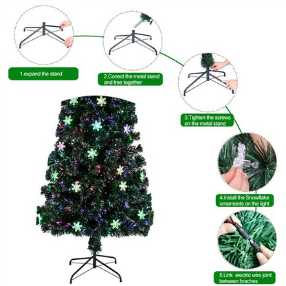 7FT 290 Branches Small Light Fiber Optic Christmas Tree