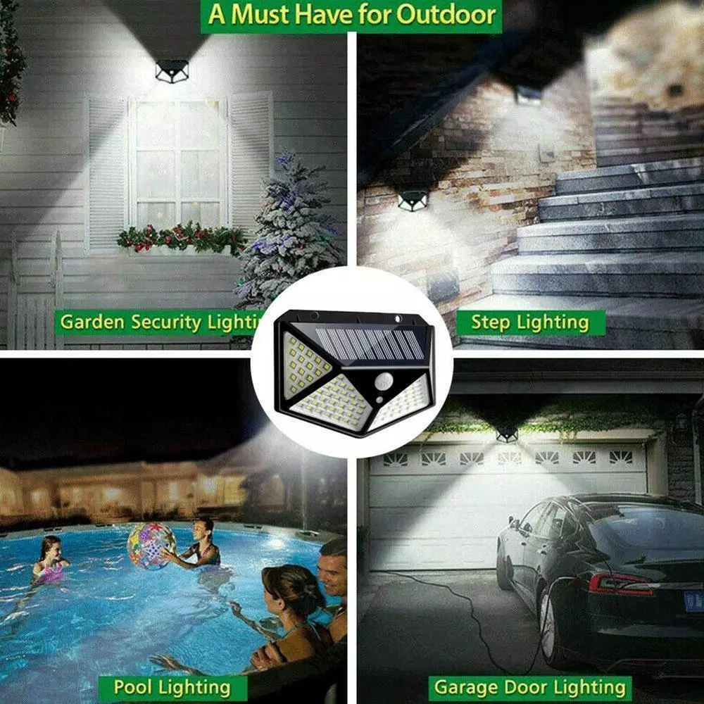 100 LED Outdoor Waterproof PIR Motion Sensor LED Solar Wall Lights - Terrasland