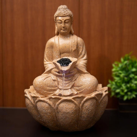 Mini Lotus Buddha Water Fountain for Table Decor