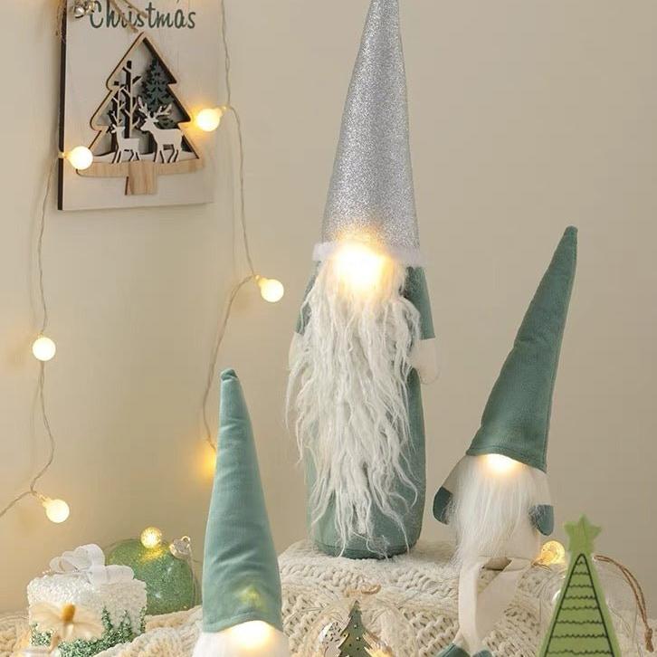 Nordic Christmas Gnomes Elves Dolls Ornaments Decors with Led Lights