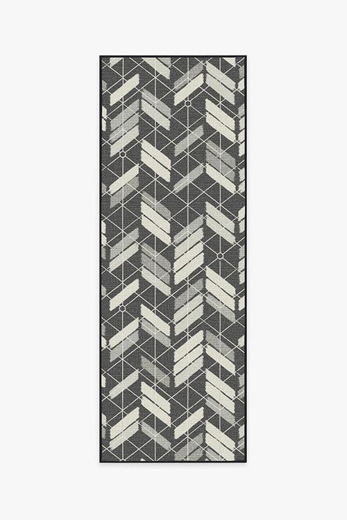 Outdoor Painted Chevron Black Rug