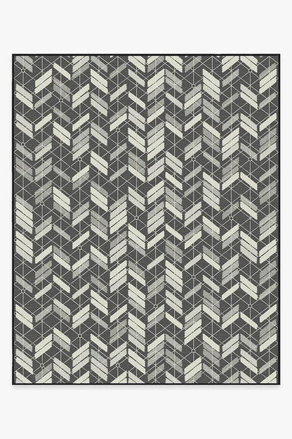 Outdoor Painted Chevron Black Rug