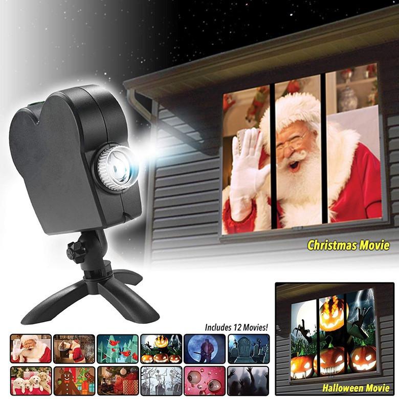 Christmas Halloween Laser Projector 12 Movies Disco Light Mini Window